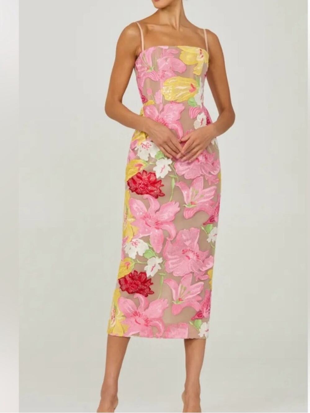HELSI Gemma Floral Appliqué Sequin Midi Dress S